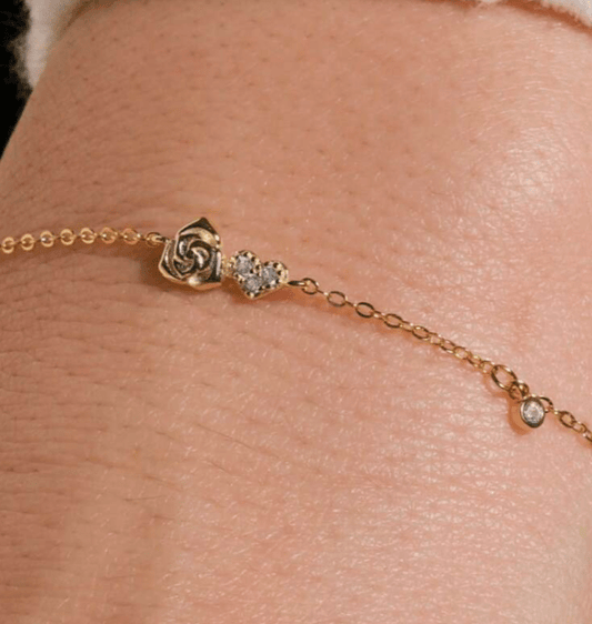 Golden dew rose bracelet 925 sterling silver gold plated - Raze Official